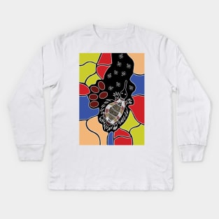 Aboriginal Art - Echidna Dreaming Kids Long Sleeve T-Shirt